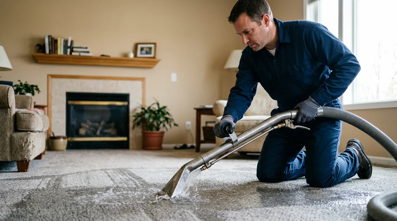 Water damage restoration technician working near Milmay, NJ
